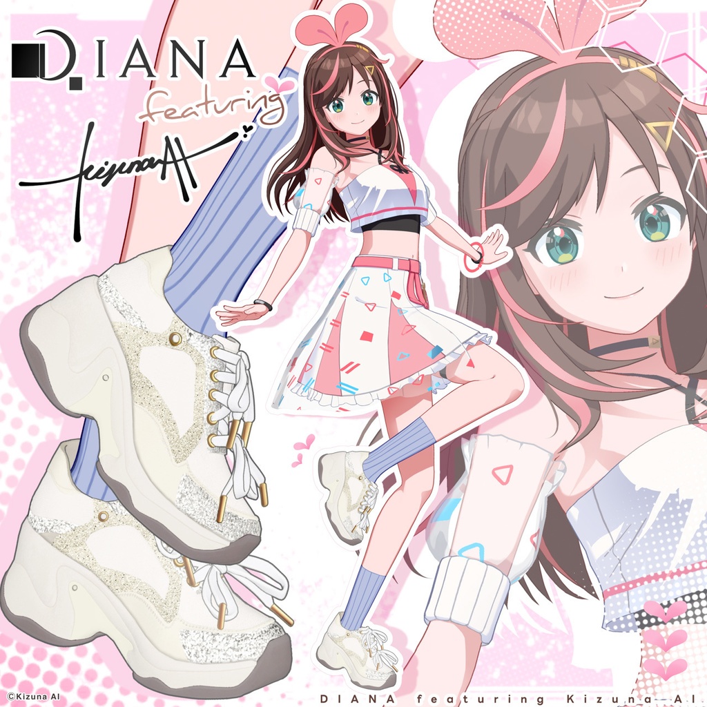 【DIANA featuring Kizuna AI】 無料配布☆ダブルリボンが可愛い♪ボリュームソールスニーカー【17アバター対応】