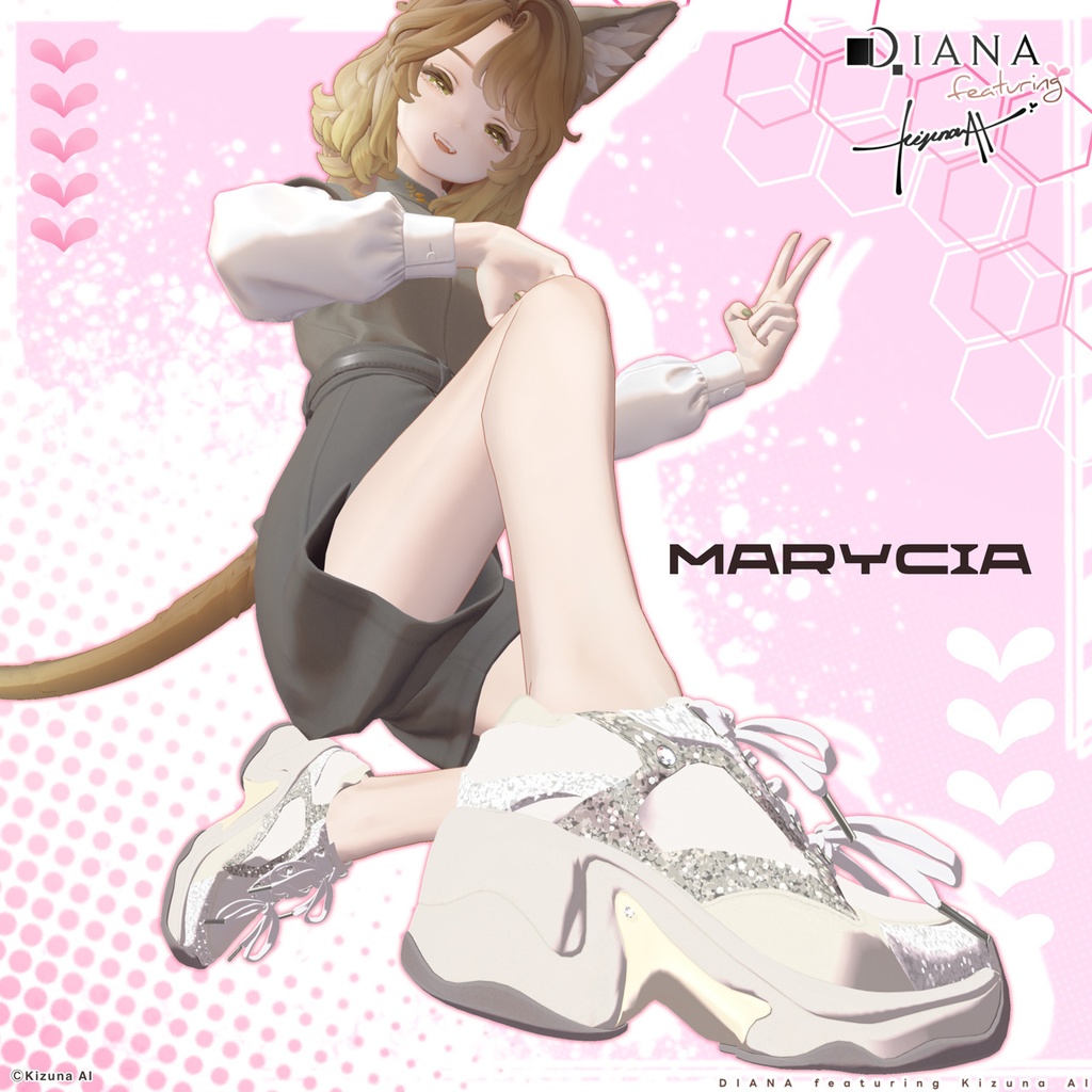 【DIANA featuring Kizuna AI】 無料配布☆ダブルリボンが可愛い♪ボリュームソールスニーカー【17アバター対応】