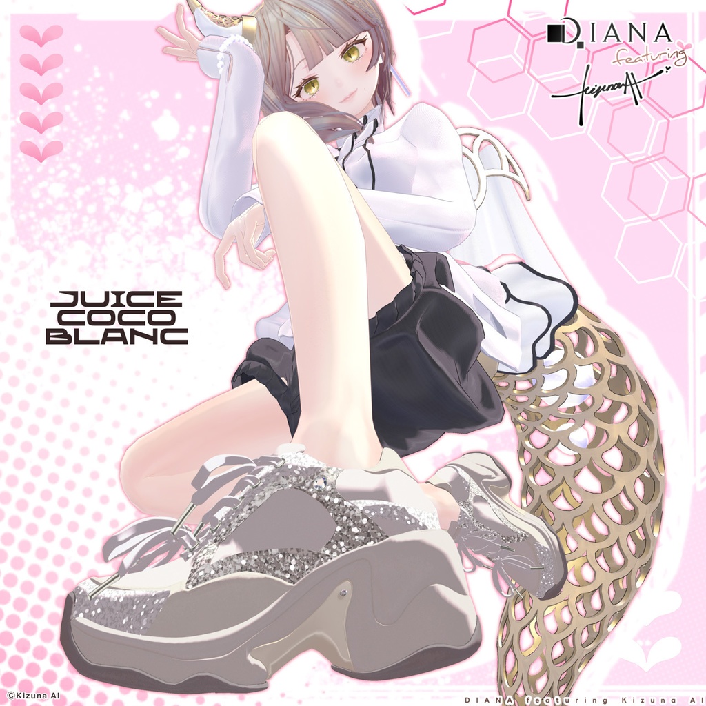 【DIANA featuring Kizuna AI】 無料配布☆ダブルリボンが可愛い♪ボリュームソールスニーカー【17アバター対応】