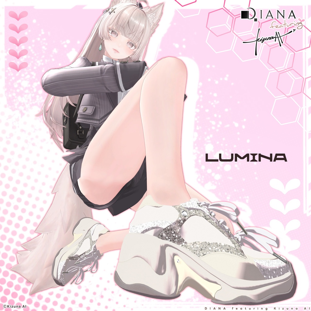 【DIANA featuring Kizuna AI】 無料配布☆ダブルリボンが可愛い♪ボリュームソールスニーカー【17アバター対応】