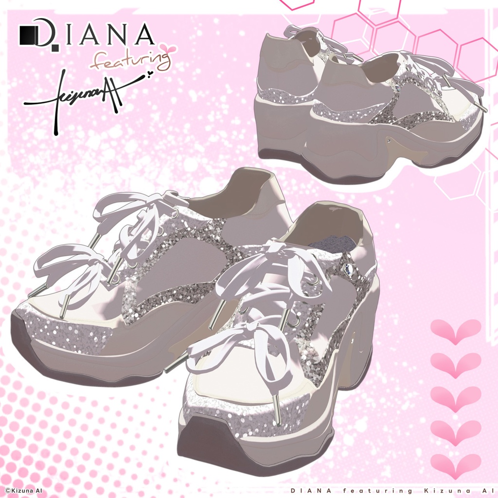 【DIANA featuring Kizuna AI】 無料配布☆ダブルリボンが可愛い♪ボリュームソールスニーカー【17アバター対応】