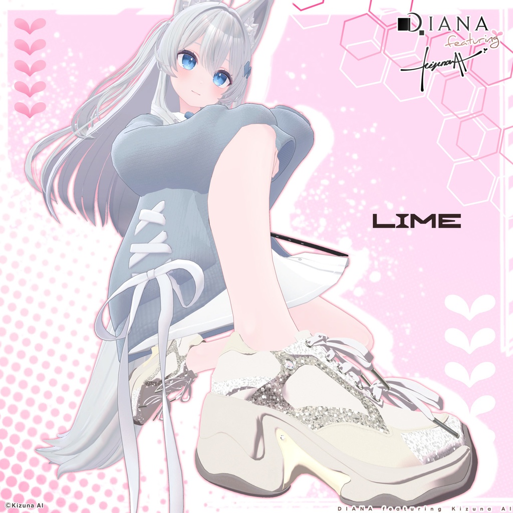 【DIANA featuring Kizuna AI】 無料配布☆ダブルリボンが可愛い♪ボリュームソールスニーカー【17アバター対応】