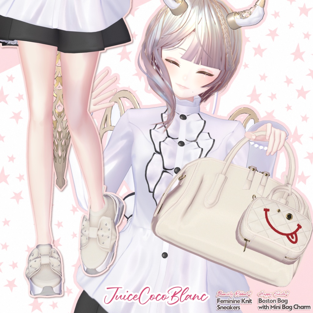 【DIANA featuring Kizuna AI】 無料配布☆華やかリボン♪フェミニンニットスニーカーと動く♪ミニBAGチャーム付きボストン【17アバター対応】