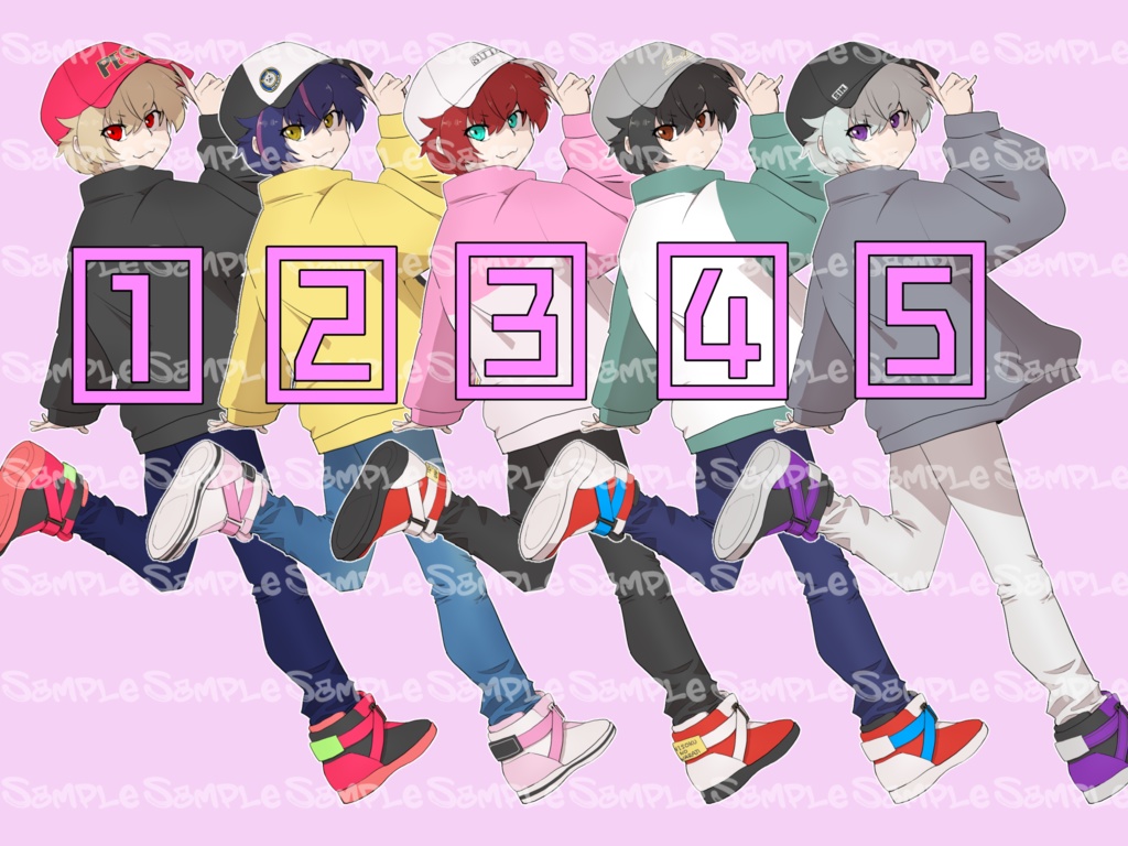 全身キャラ立ち絵:キャップ&ハーフジップの子