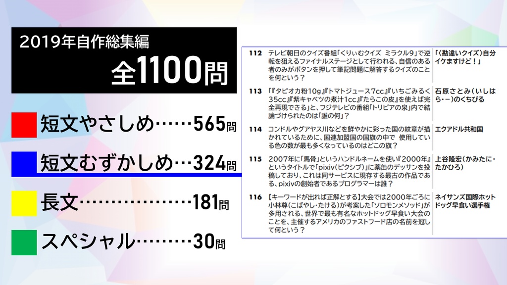 混色ダイアリィブック【クイズ問題集】