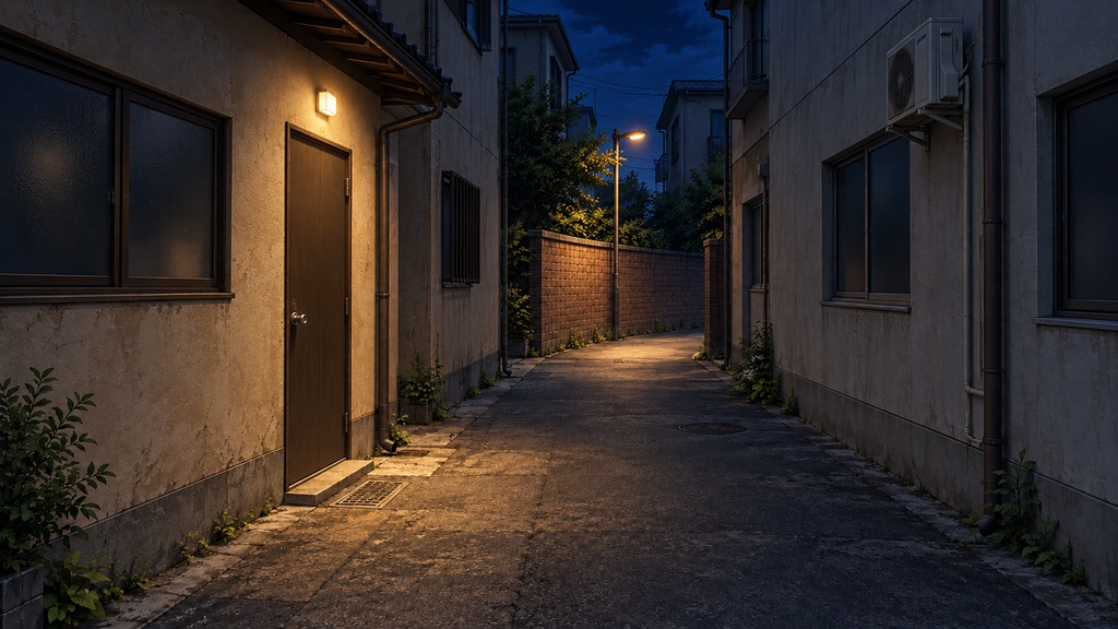 現代日本の路地裏探索背景|6場面×昼夜・12枚|商用ゲーム利用可|AI生成