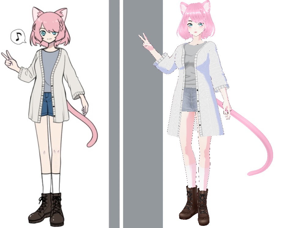 Project 01 - Casual. Ready to use 3d model VRM/ VRC/ MMD. Sweater/ shirt/ short denim