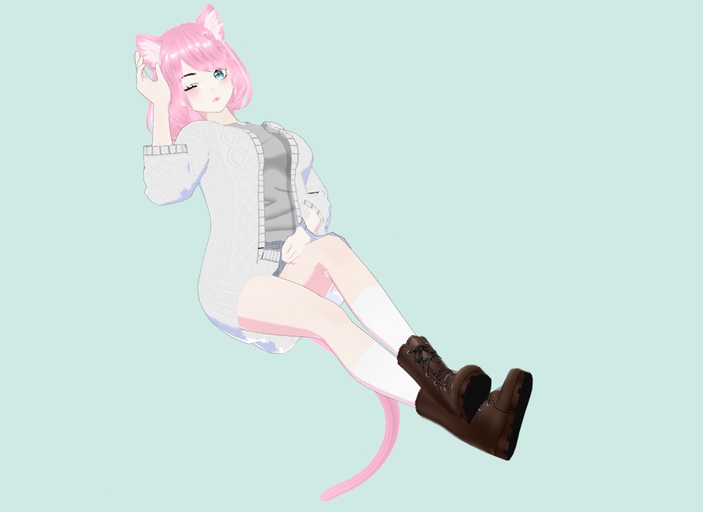 Project 01 - Casual. Ready to use 3d model VRM/ VRC/ MMD. Sweater/ shirt/ short denim