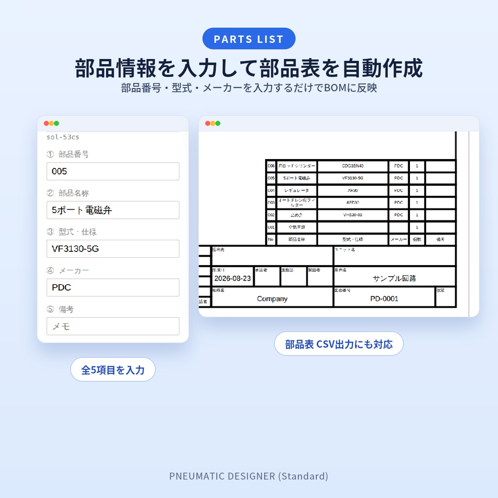 PNEUMATIC DESIGNER(Standard) ー 空気圧回路図作成ソフト