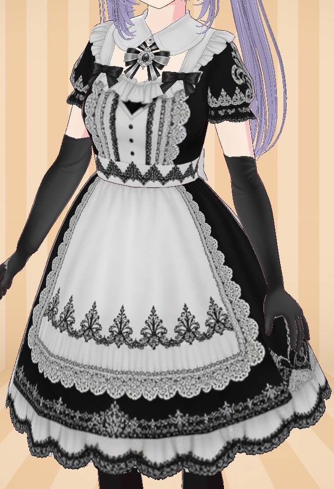 【無料配布】プリセット改変　ゴシックメイドっぽいワンピース【VRoid】