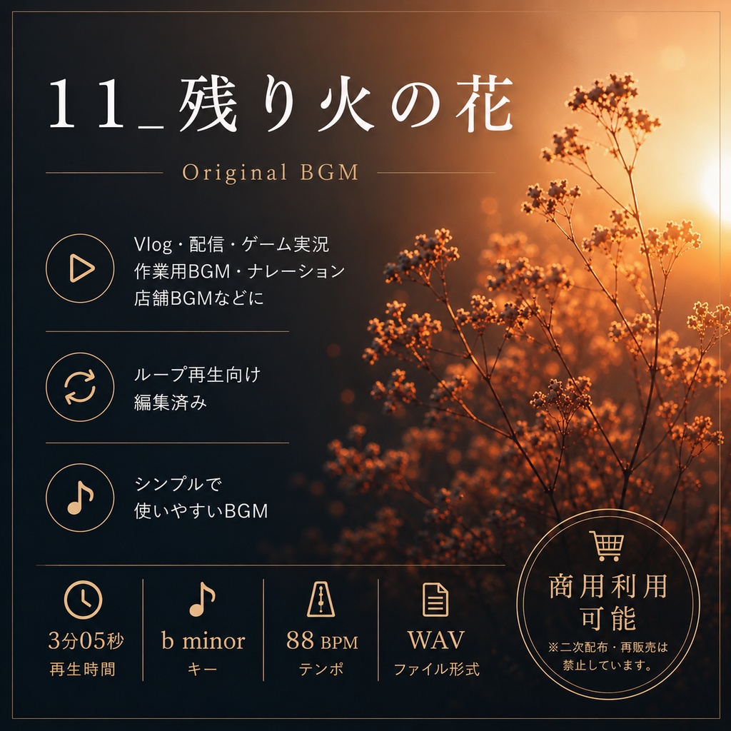  【商用利用可BGM】11_残り火の花