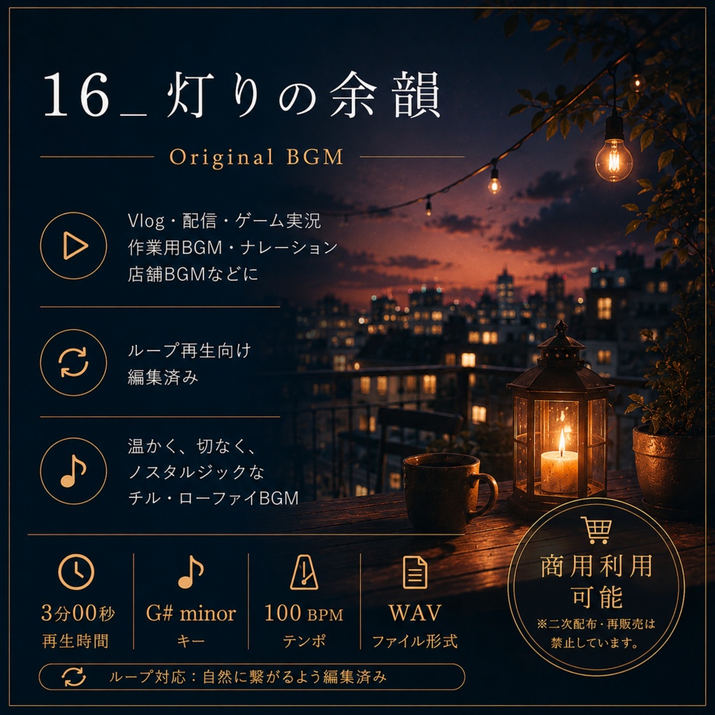 【商用利用可BGM】16_灯りの余韻