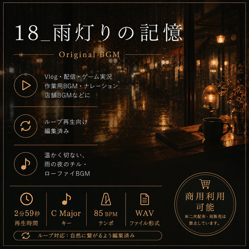 【商用利用可BGM】18_雨灯りの記憶