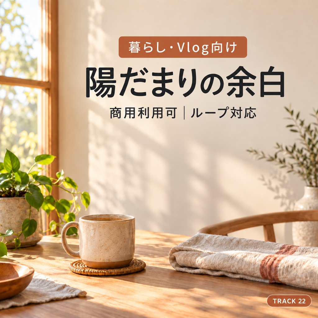 【暮らし・Vlog向け｜商用利用可】陽だまりの余白｜ループ対応BGM｜Track 22