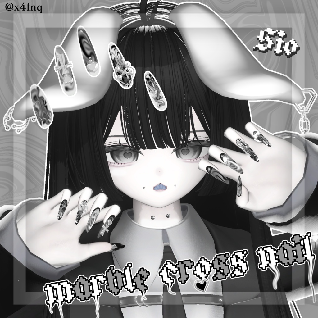 【4アバター対応】marble cross nail【MA対応】
