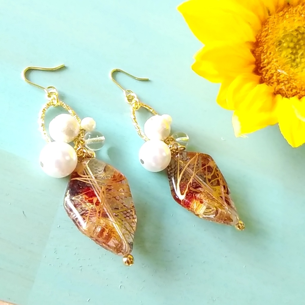 【●】囚われのパルマ(ひまわり)イメージピアス・イヤリング