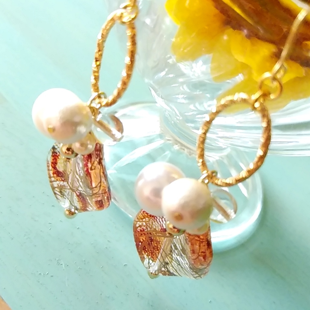 【●】囚われのパルマ(ひまわり)イメージピアス・イヤリング