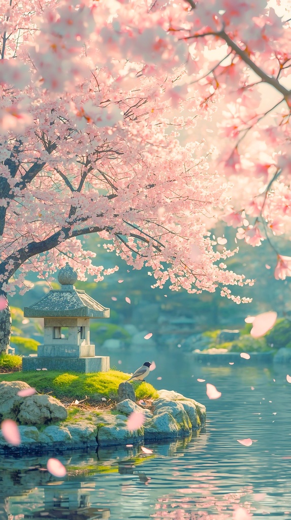 四季庭園シリーズ  – 春と秋の幻想壁紙セット Seasonal Garden Series  – The Garden of Spring Whispers & Autumn Twilight Bridge