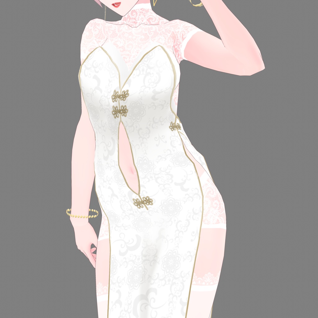 《無料版有/正式版対応》チャイナスリットドレス《VRoid》