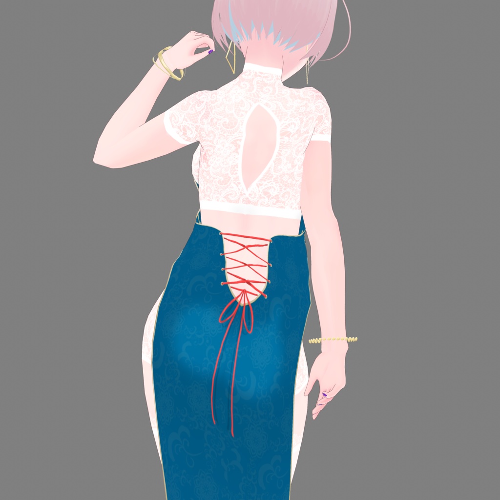 《無料版有/正式版対応》チャイナスリットドレス《VRoid》