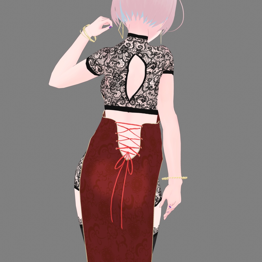 《無料版有/正式版対応》チャイナスリットドレス《VRoid》
