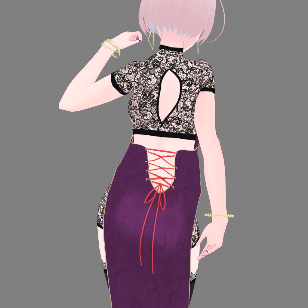 《無料版有/正式版対応》チャイナスリットドレス《VRoid》