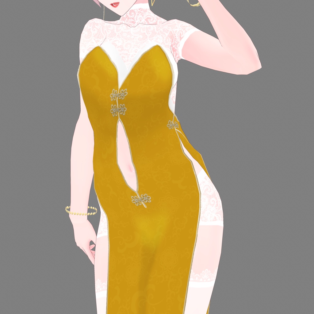 《無料版有/正式版対応》チャイナスリットドレス《VRoid》