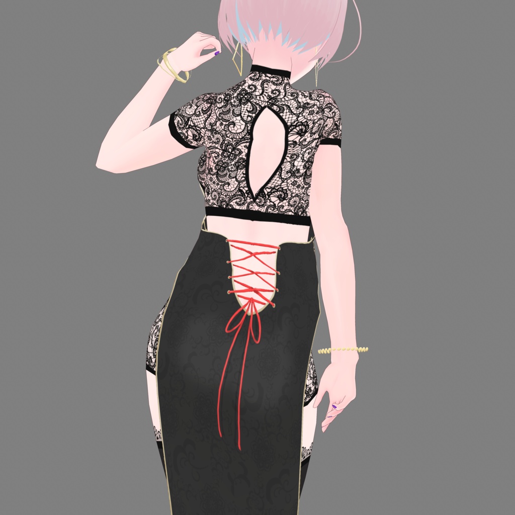 《無料版有/正式版対応》チャイナスリットドレス《VRoid》