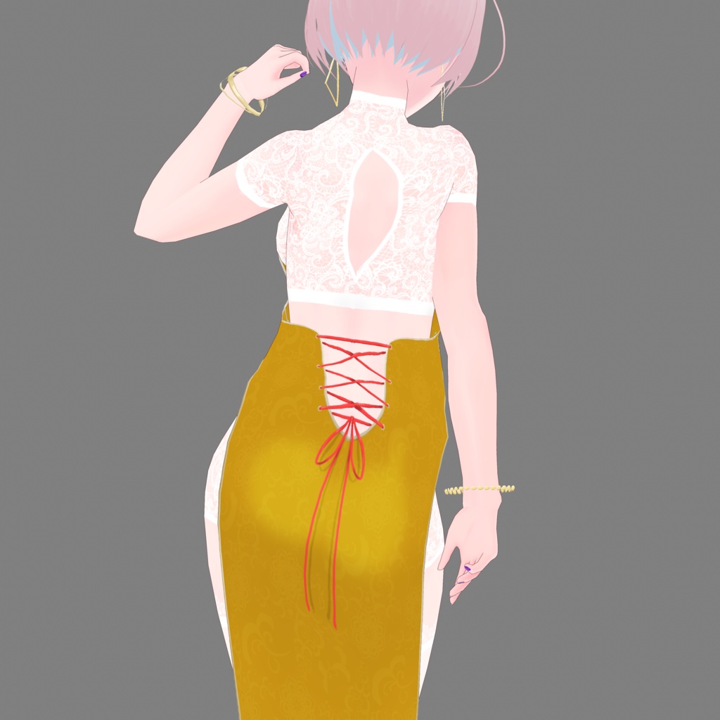 《無料版有/正式版対応》チャイナスリットドレス《VRoid》