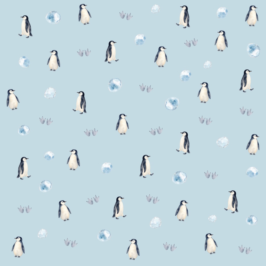 デジタルペーパー｜ペンギン柄｜大人かわいい水彩画風