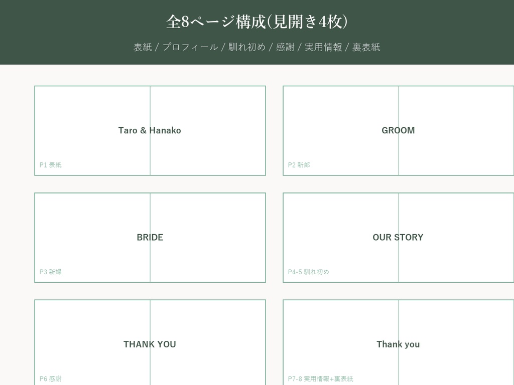 結婚式 プロフィールブック テンプレート【Natural Botanical】写真を差し替えるだけ・PC/iPhone対応