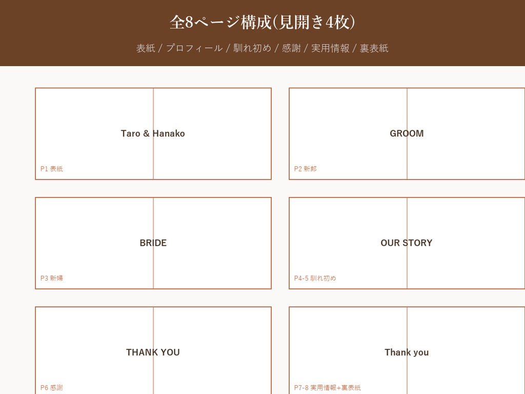 結婚式 プロフィールブック テンプレート【Vintage Craft】写真を差し替えるだけ・PC/iPhone対応