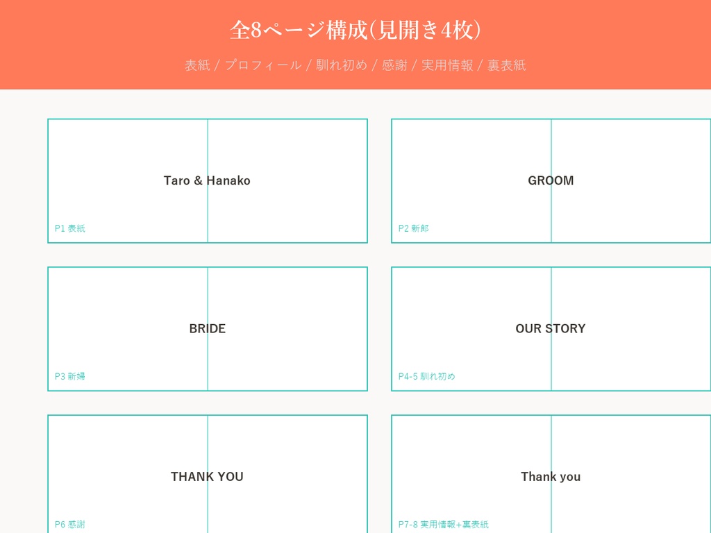 結婚式 プロフィールブック テンプレート【Casual Pop】写真を差し替えるだけ・PC/iPhone対応