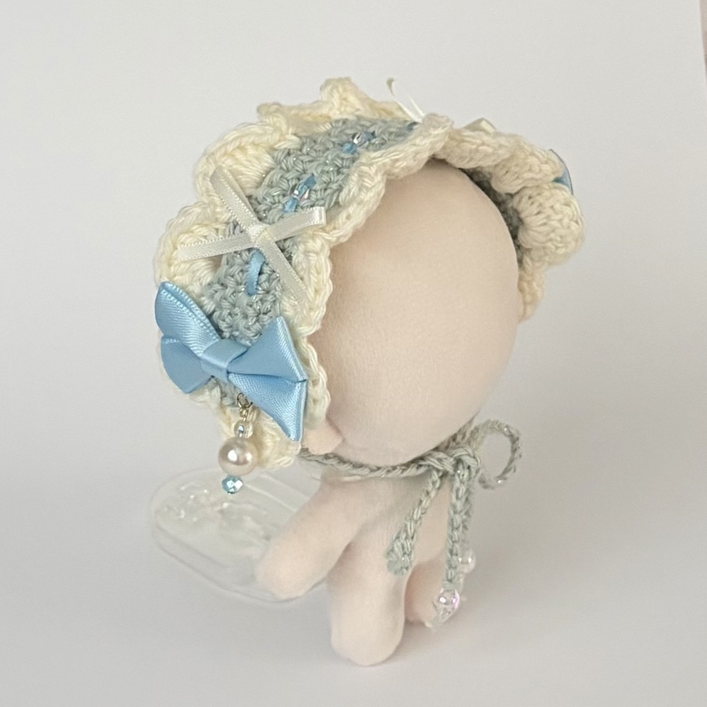 11cm〜15cm ぬいぐるみ用 ヘッドドレス ビーズチャーム 水色