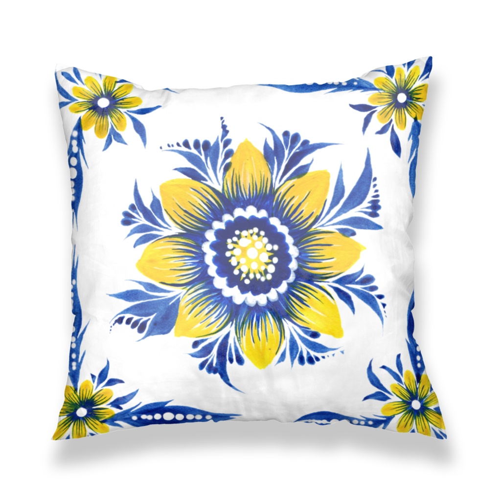 Ninas Petrykivka Sunflower Cushion Cover A