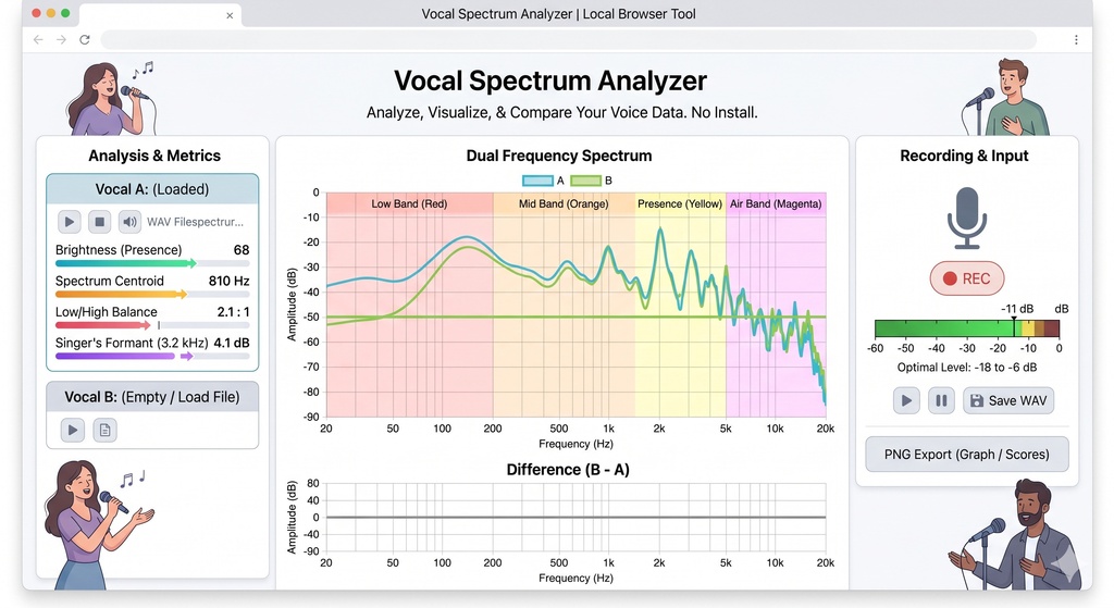 Vocal Spectrum Analyzer ブラウザで動く、ボーカル・声質分析ツール