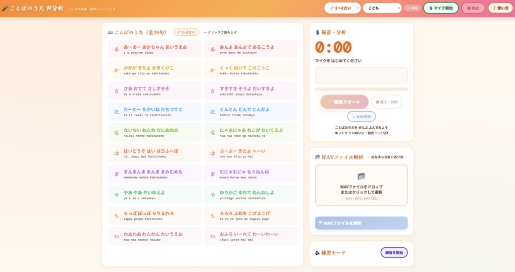 ことばのうた 声分析ツール