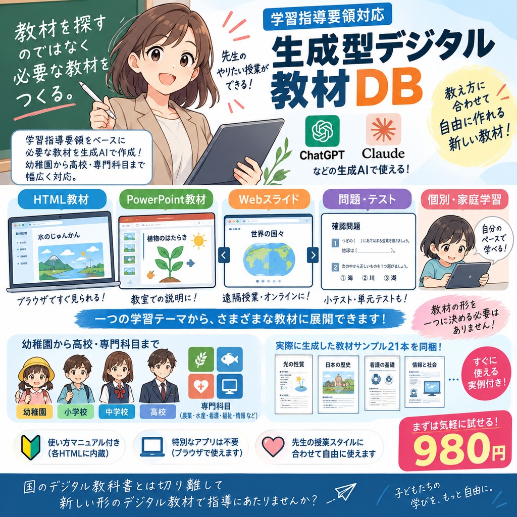 学習指導要領対応デジタル教科書・生成型デジタル教材DB
