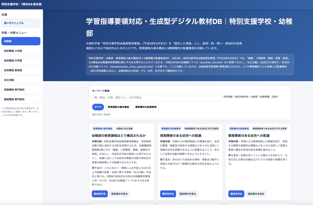 学習指導要領対応デジタル教科書・生成型デジタル教材DB