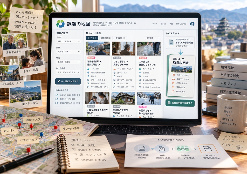 困りごとを「場面」で見える化し、暮らしの取扱説明書まで作れるHTMLアプリ