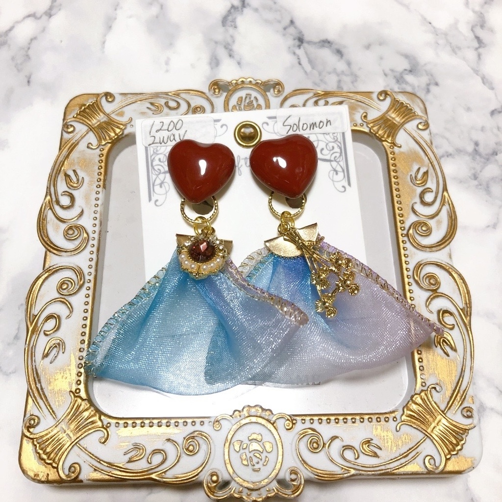恋するにゃんこ♡ピーチカラー リトルウッズ 越し アシメピアス 