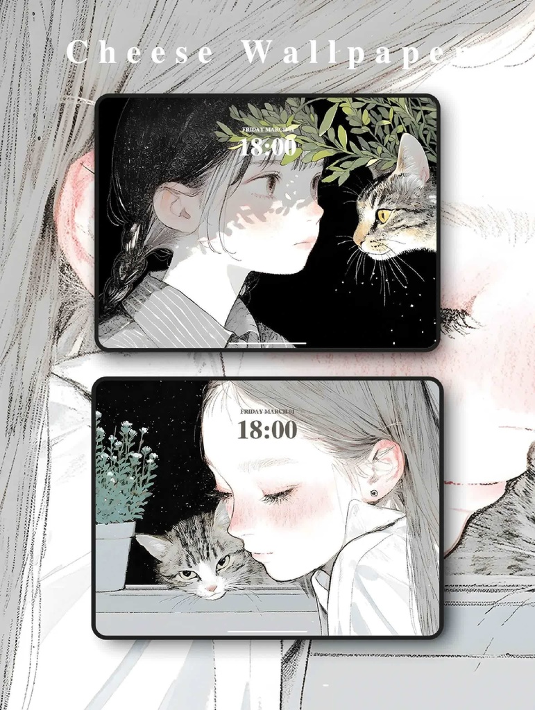 124.パソコン/iPad壁紙｜深夜と猫