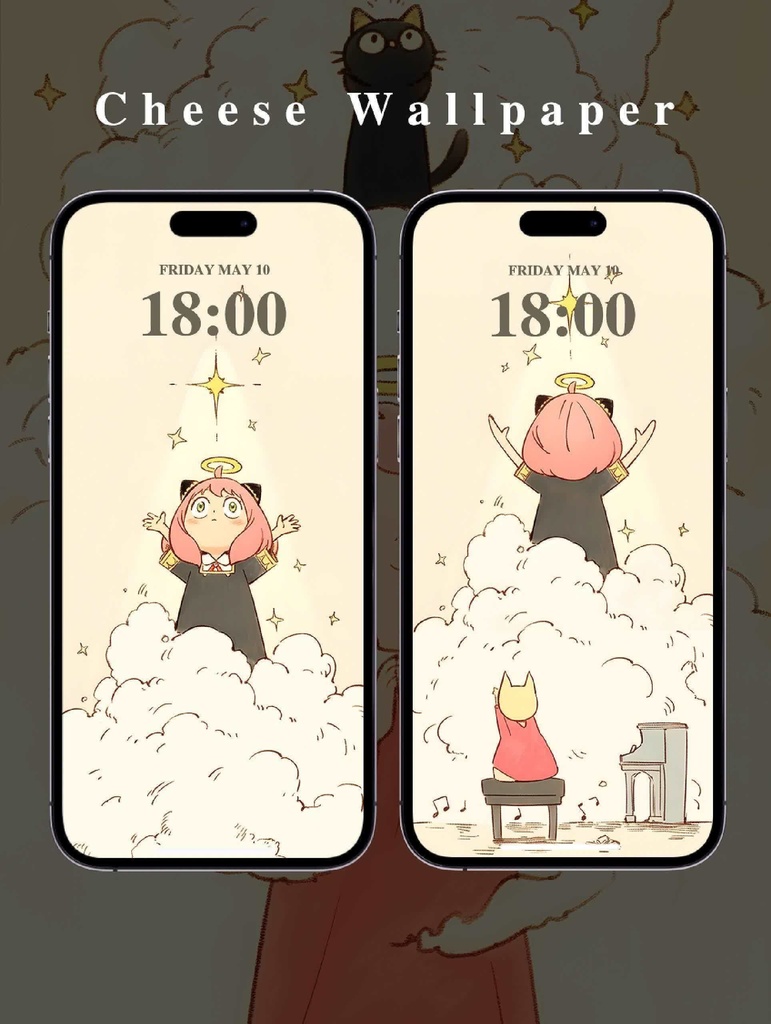 154-158.パソコン/iPad/スマホ壁紙｜ハチワレ猫とクロちゃん