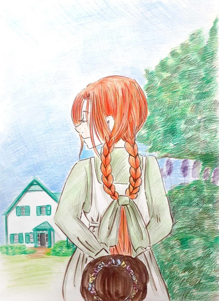 表面 アンという名の少女 裏面 ルドルフとリヒト アネモネの花畑で笑う 原画 奈緒美子 Booth