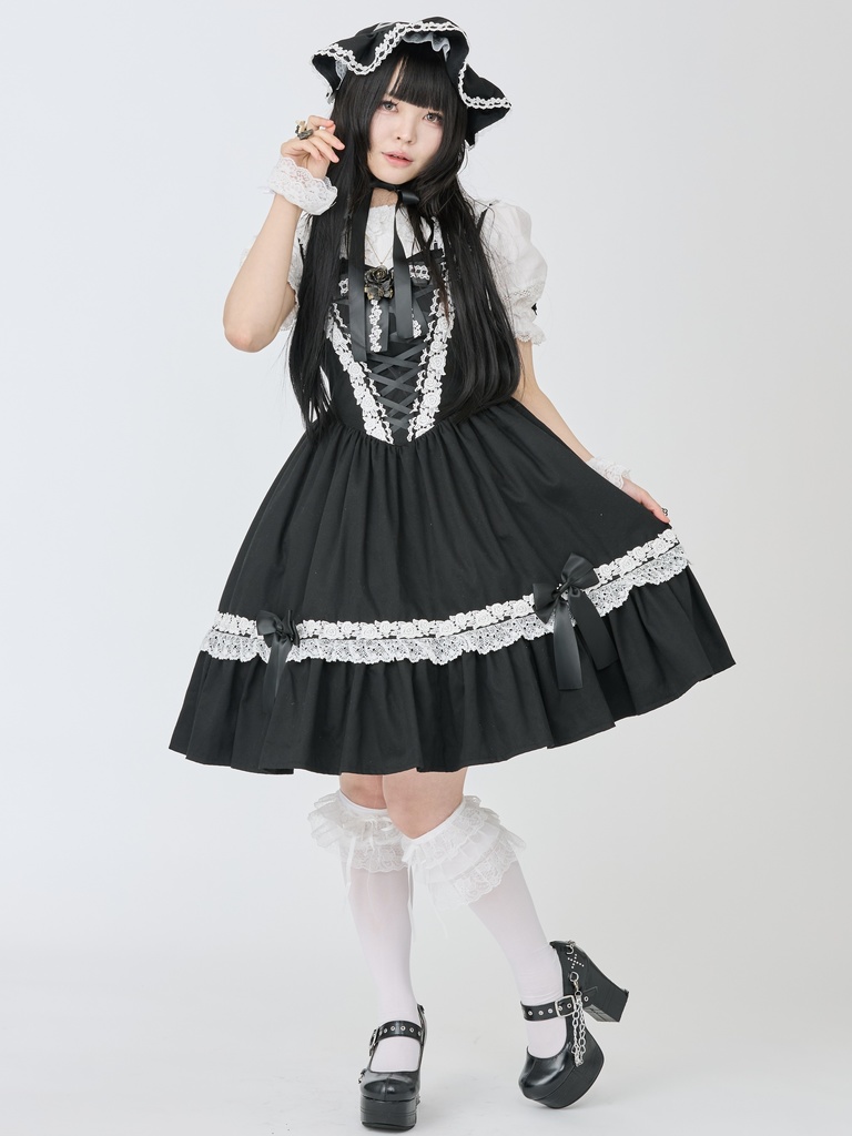 ハートボンネット(黒白)