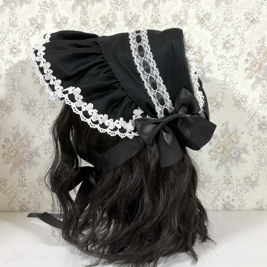 ハートボンネット(黒白)
