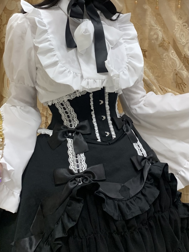 懐古ロリィタコルセット(黒白)