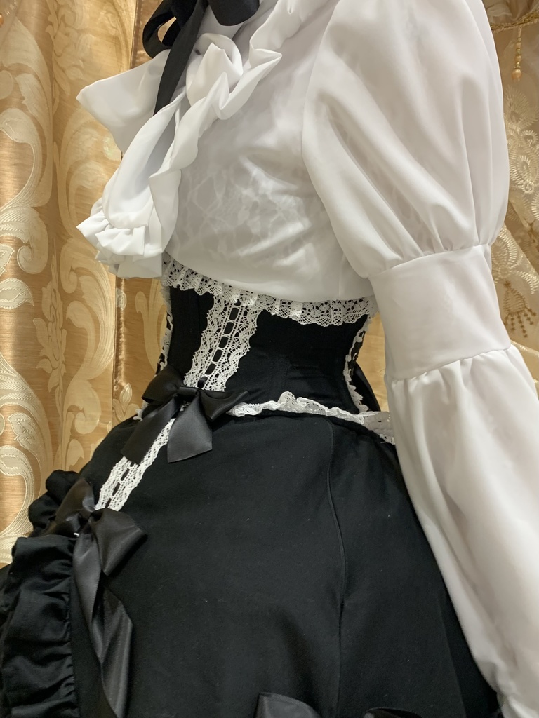 懐古ロリィタコルセット(黒白)