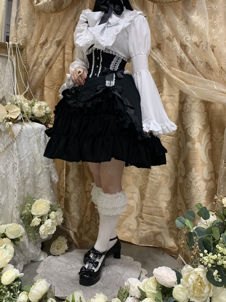 懐古ロリィタコルセット(黒白)