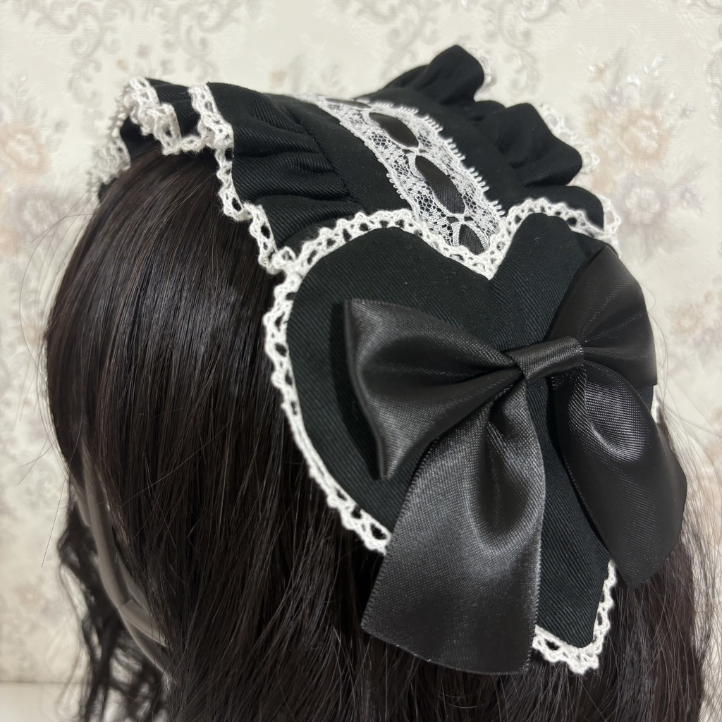 ハートヘッドドレス（黒白）